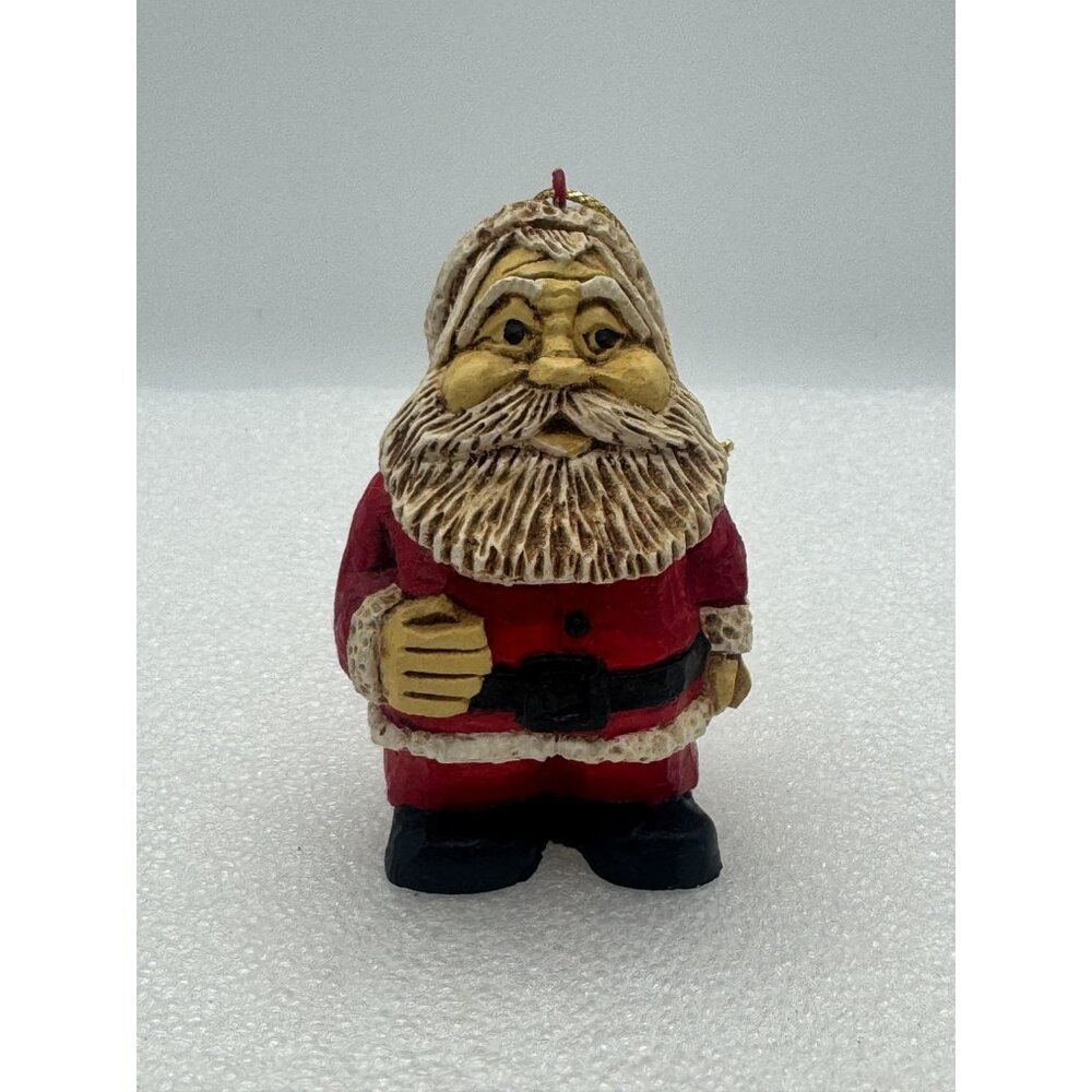 Vintage Steve Tunturi Whittlers Workshop Hand Carved Santa Claus Ornament Figuri